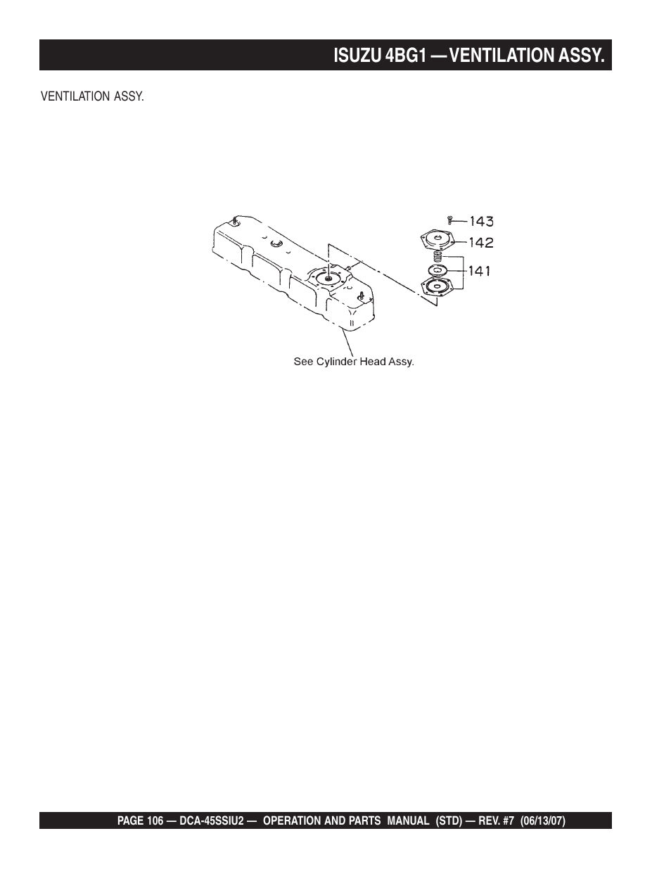 Isuzu 4bg1 — ventilation assy | Multiquip DCA45SSIU2 User Manual | Page 106 / 160