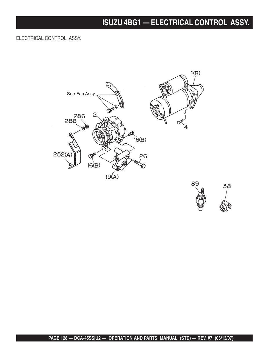 Isuzu 4bg1 — electrical control assy | Multiquip DCA45SSIU2 User Manual | Page 128 / 160