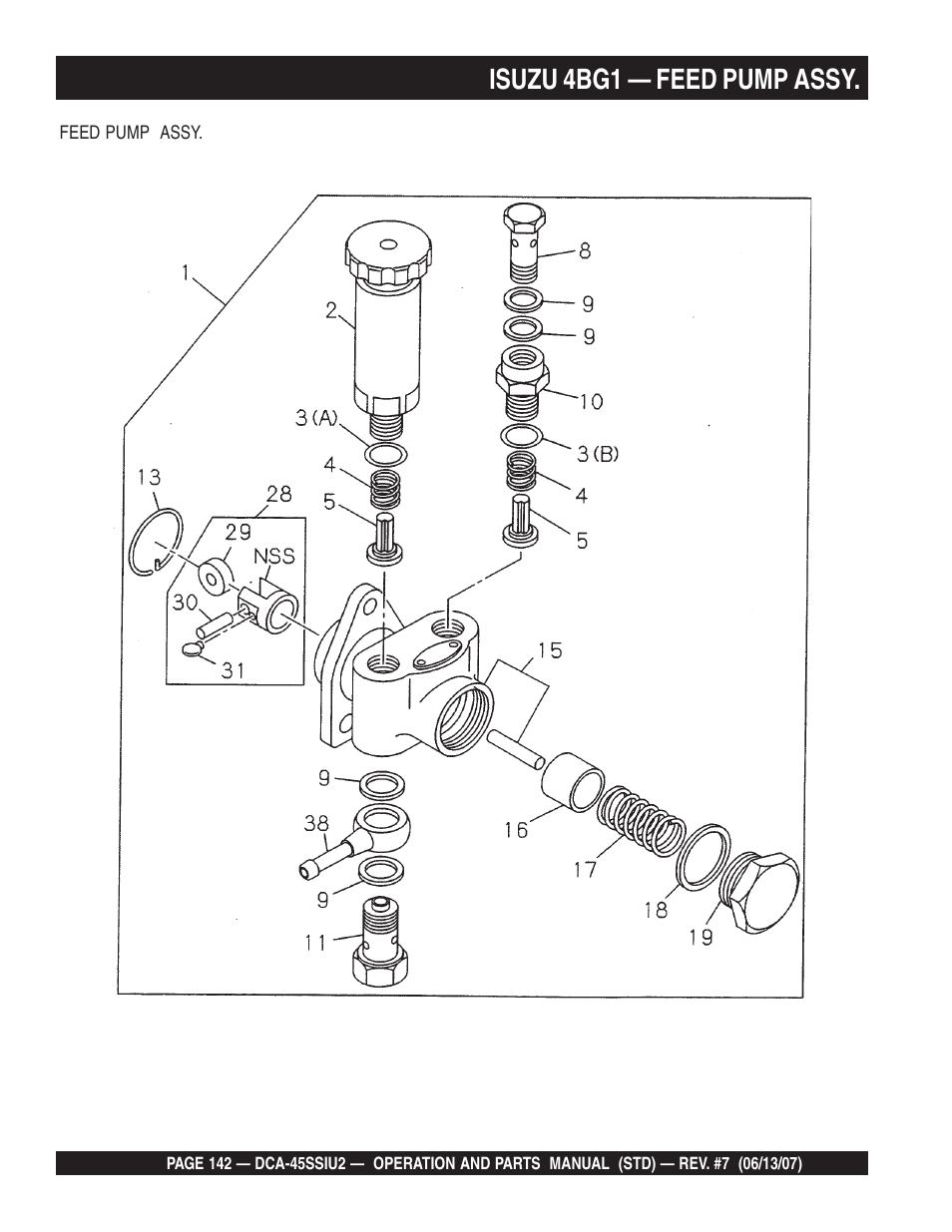 Isuzu 4bg1 — feed pump assy | Multiquip DCA45SSIU2 User Manual | Page 142 / 160