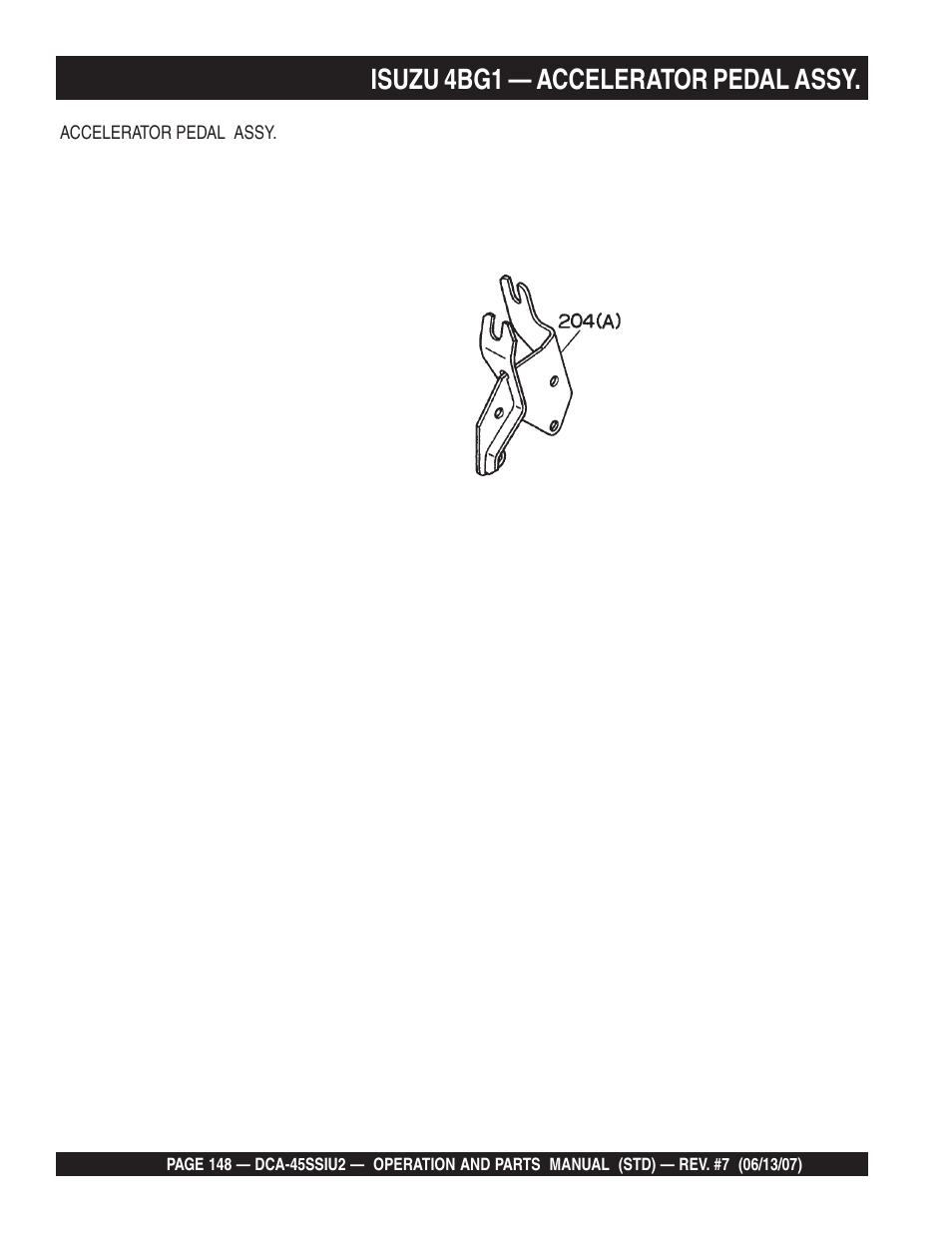 Isuzu 4bg1 — accelerator pedal assy | Multiquip DCA45SSIU2 User Manual | Page 148 / 160