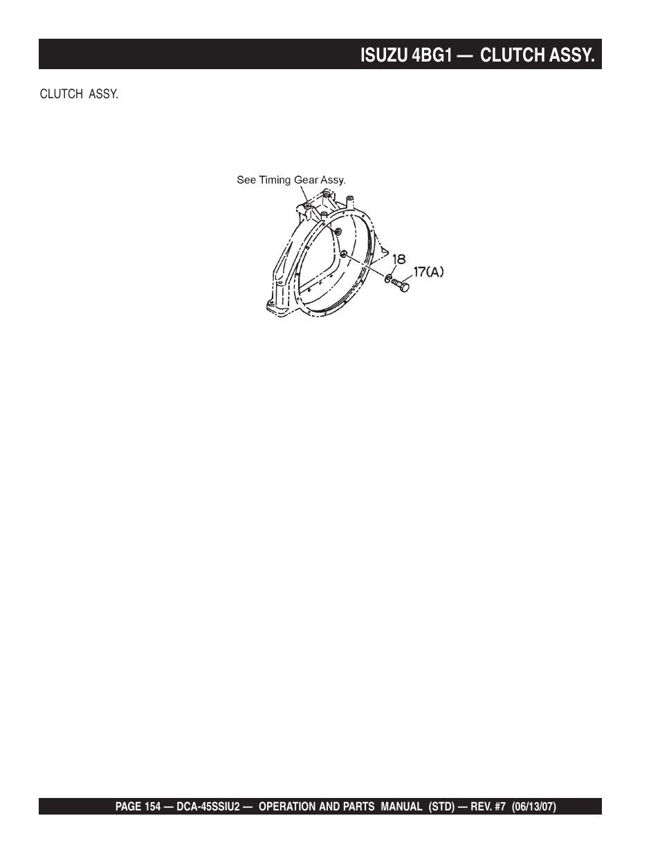 Isuzu 4bg1 — clutch assy | Multiquip DCA45SSIU2 User Manual | Page 154 / 160