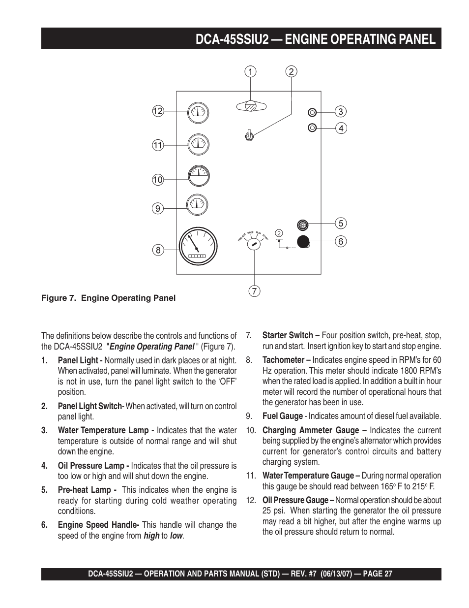 Dca-45ssiu2 — engine operating panel | Multiquip DCA45SSIU2 User Manual | Page 27 / 160