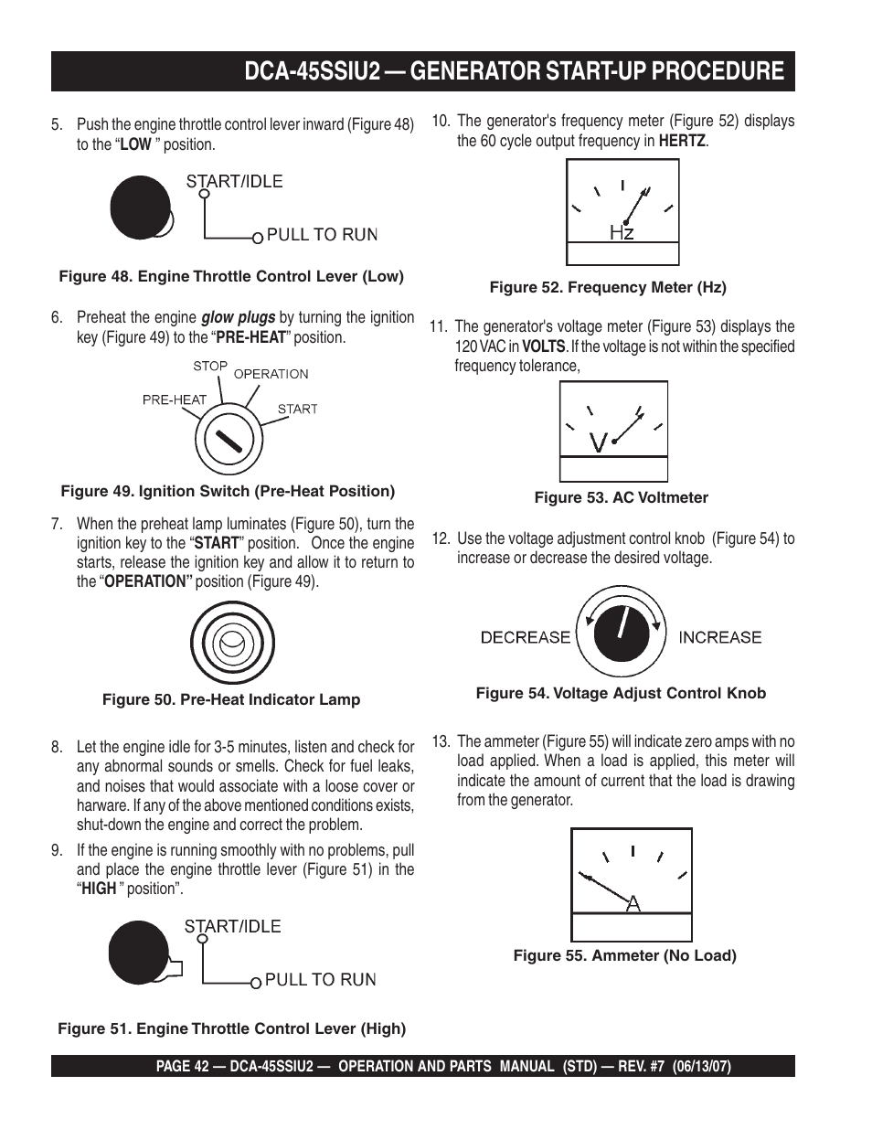 Dca-45ssiu2 — generator start-up procedure | Multiquip DCA45SSIU2 User Manual | Page 42 / 160