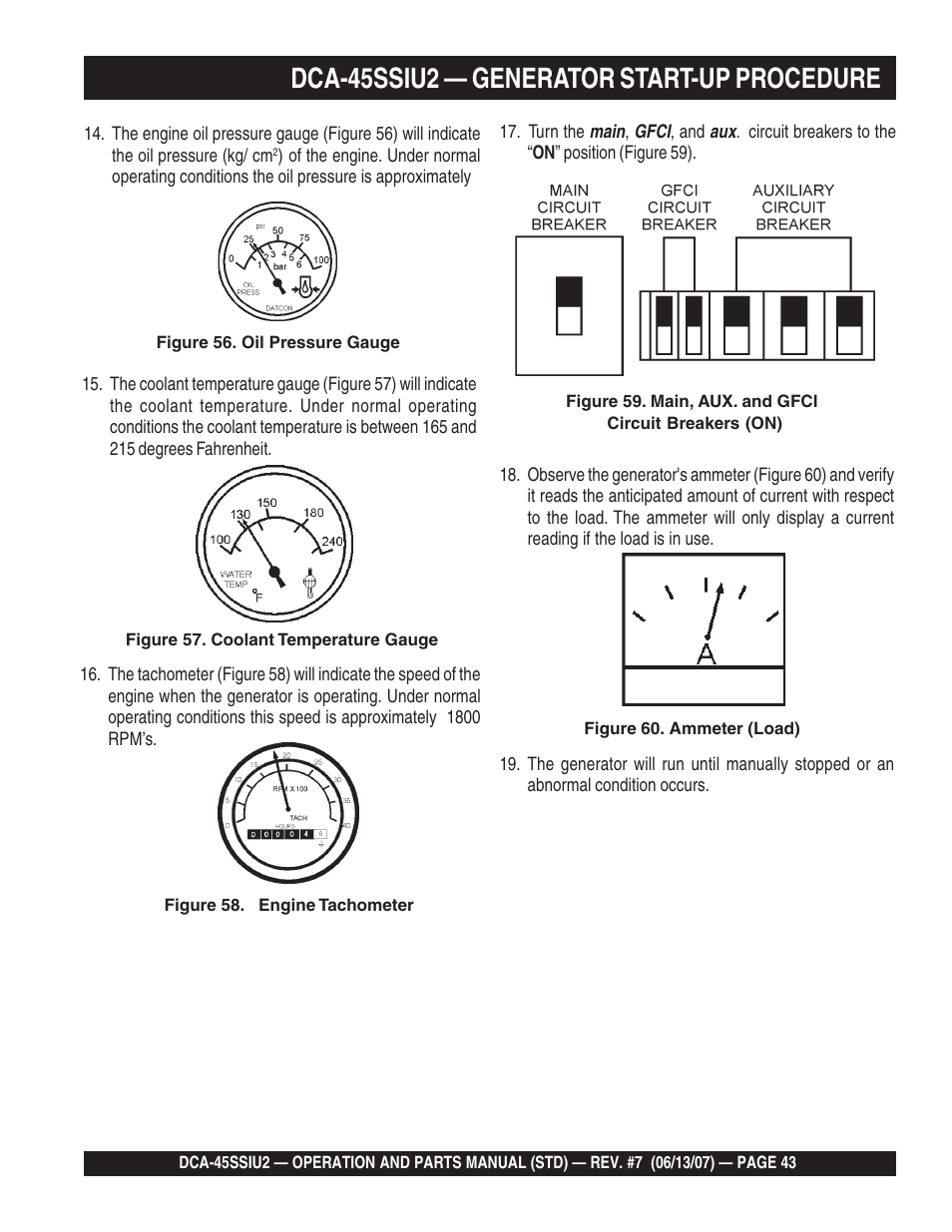 Dca-45ssiu2 — generator start-up procedure | Multiquip DCA45SSIU2 User Manual | Page 43 / 160