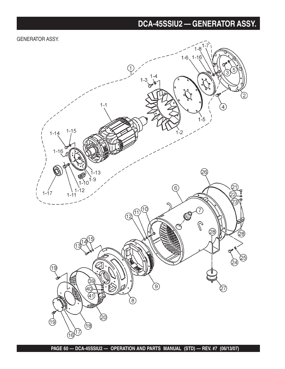 Dca-45ssiu2 — generator assy | Multiquip DCA45SSIU2 User Manual | Page 60 / 160