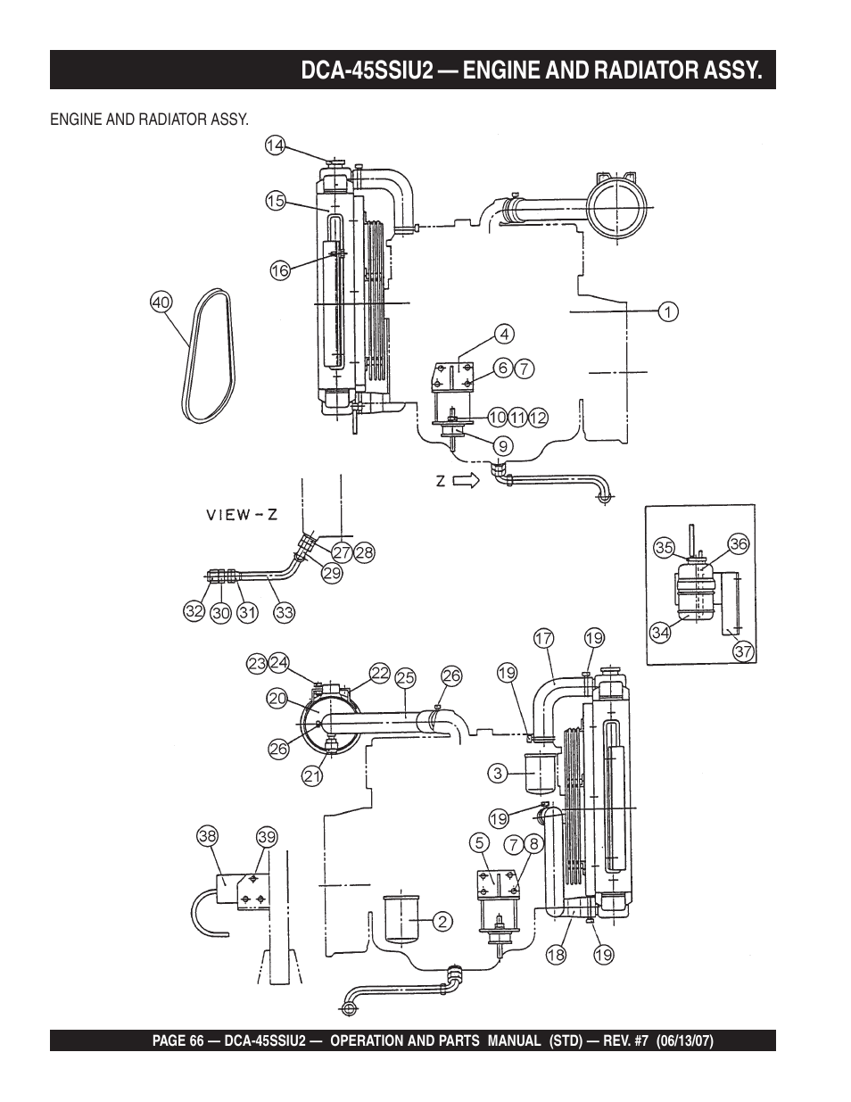 Dca-45ssiu2 — engine and radiator assy | Multiquip DCA45SSIU2 User Manual | Page 66 / 160