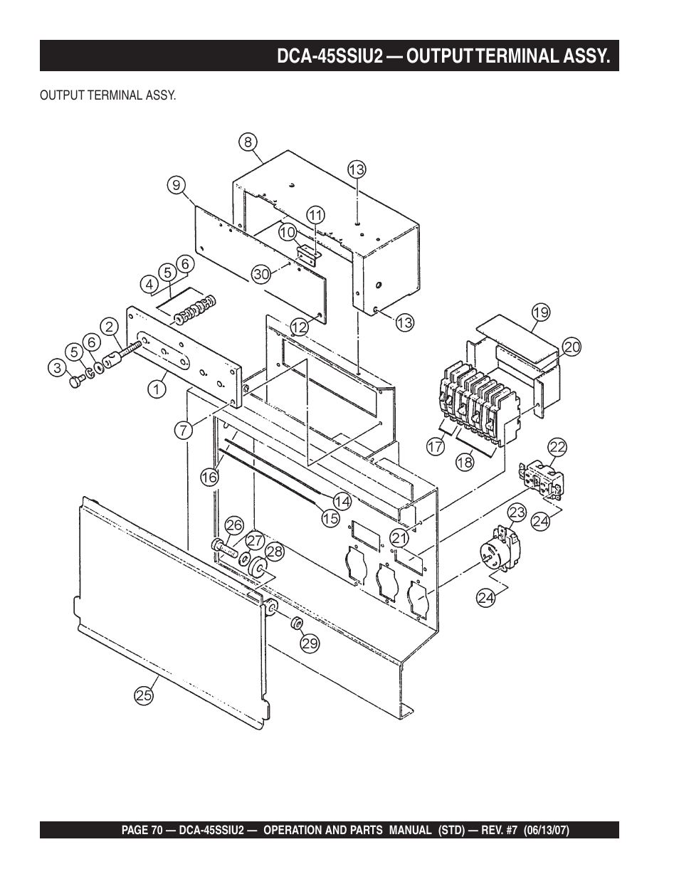 Dca-45ssiu2 — output terminal assy | Multiquip DCA45SSIU2 User Manual | Page 70 / 160
