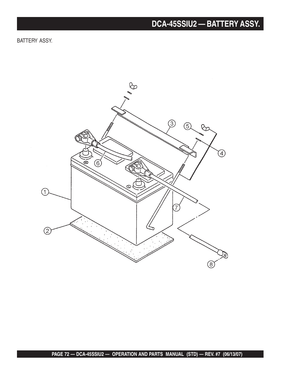 Dca-45ssiu2 — battery assy | Multiquip DCA45SSIU2 User Manual | Page 72 / 160