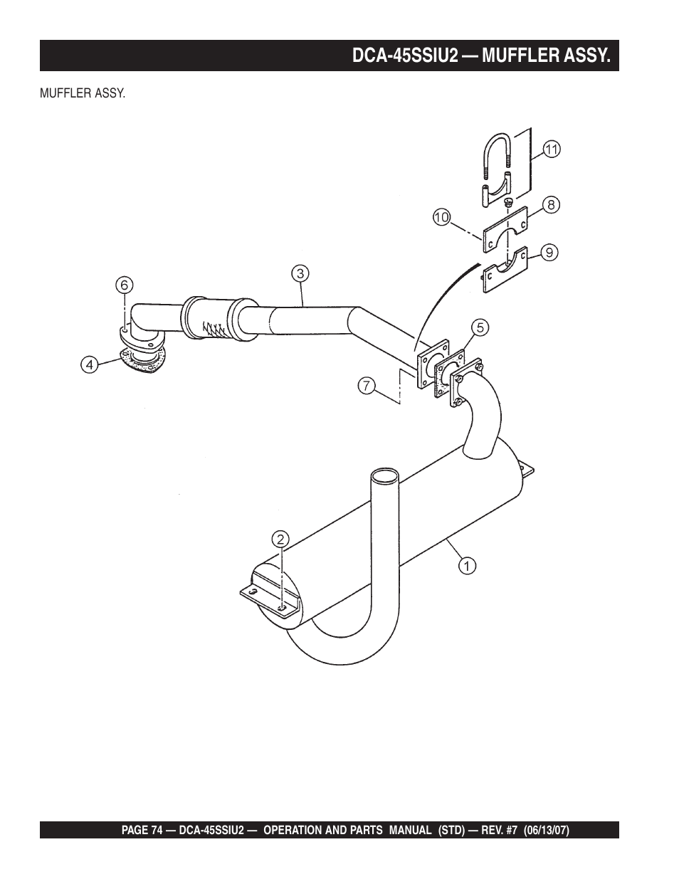 Dca-45ssiu2 — muffler assy | Multiquip DCA45SSIU2 User Manual | Page 74 / 160