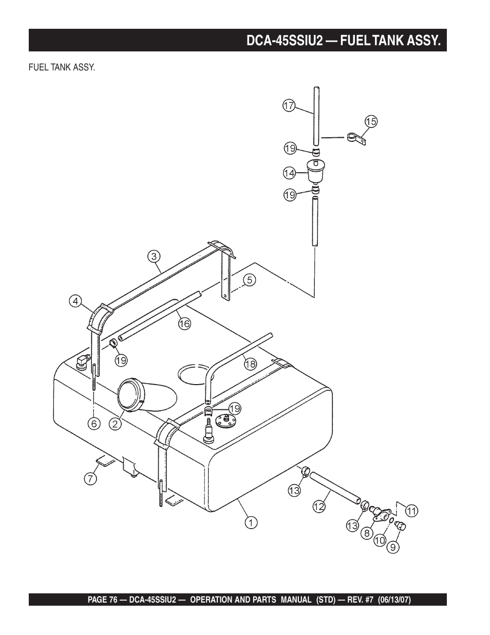 Dca-45ssiu2 — fuel tank assy | Multiquip DCA45SSIU2 User Manual | Page 76 / 160