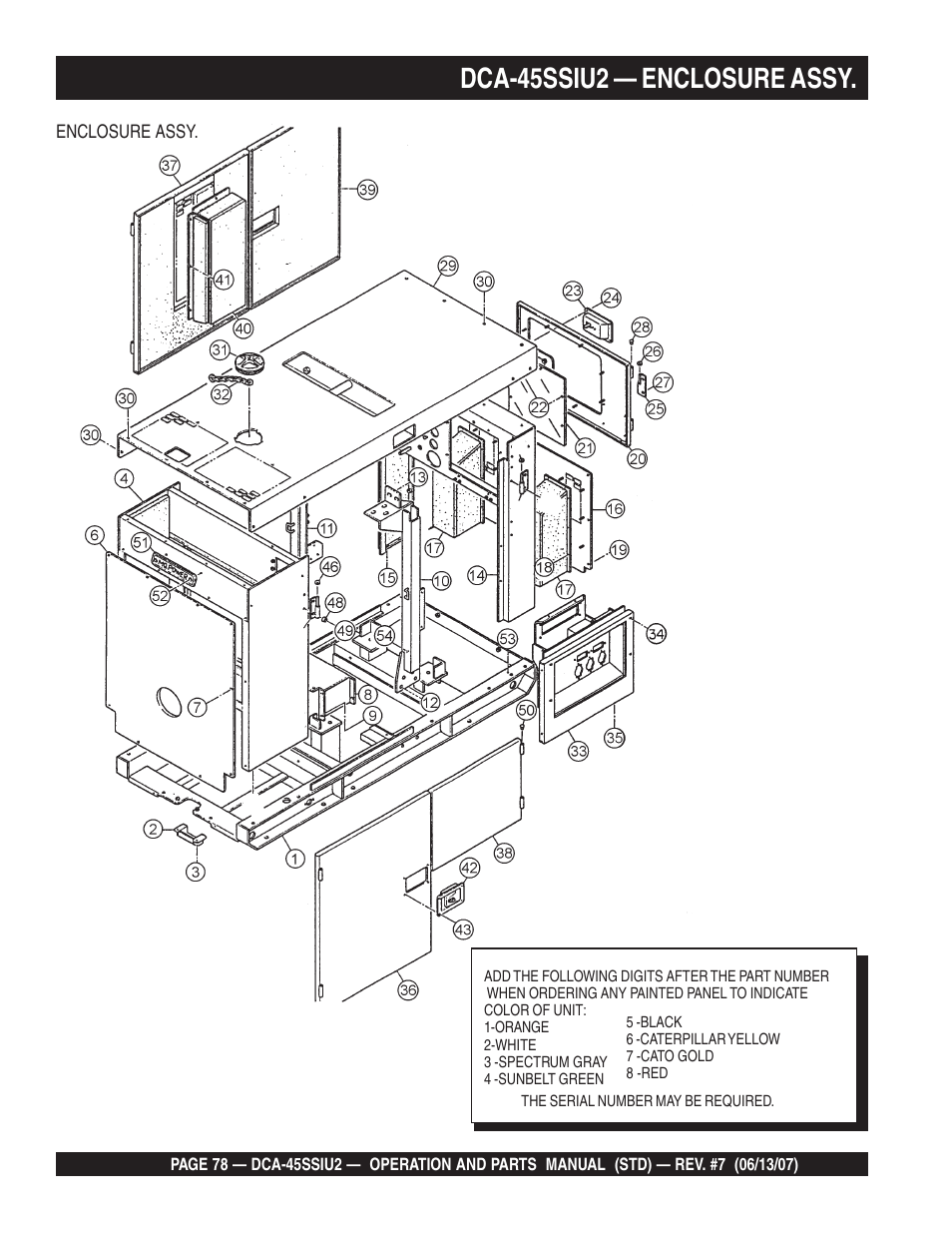 Dca-45ssiu2 — enclosure assy | Multiquip DCA45SSIU2 User Manual | Page 78 / 160