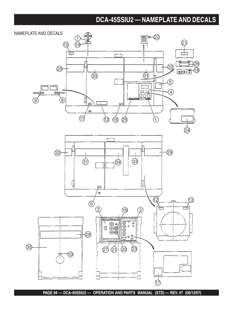 Dca-45ssiu2 — nameplate and decals | Multiquip DCA45SSIU2 User Manual | Page 84 / 160
