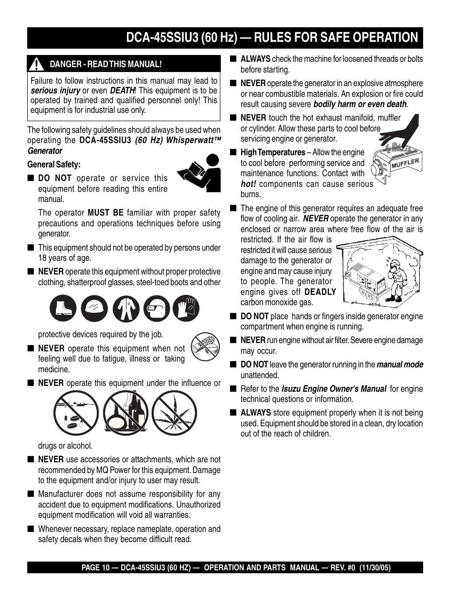 Multiquip DCA45SSIU3 User Manual | Page 10 / 80