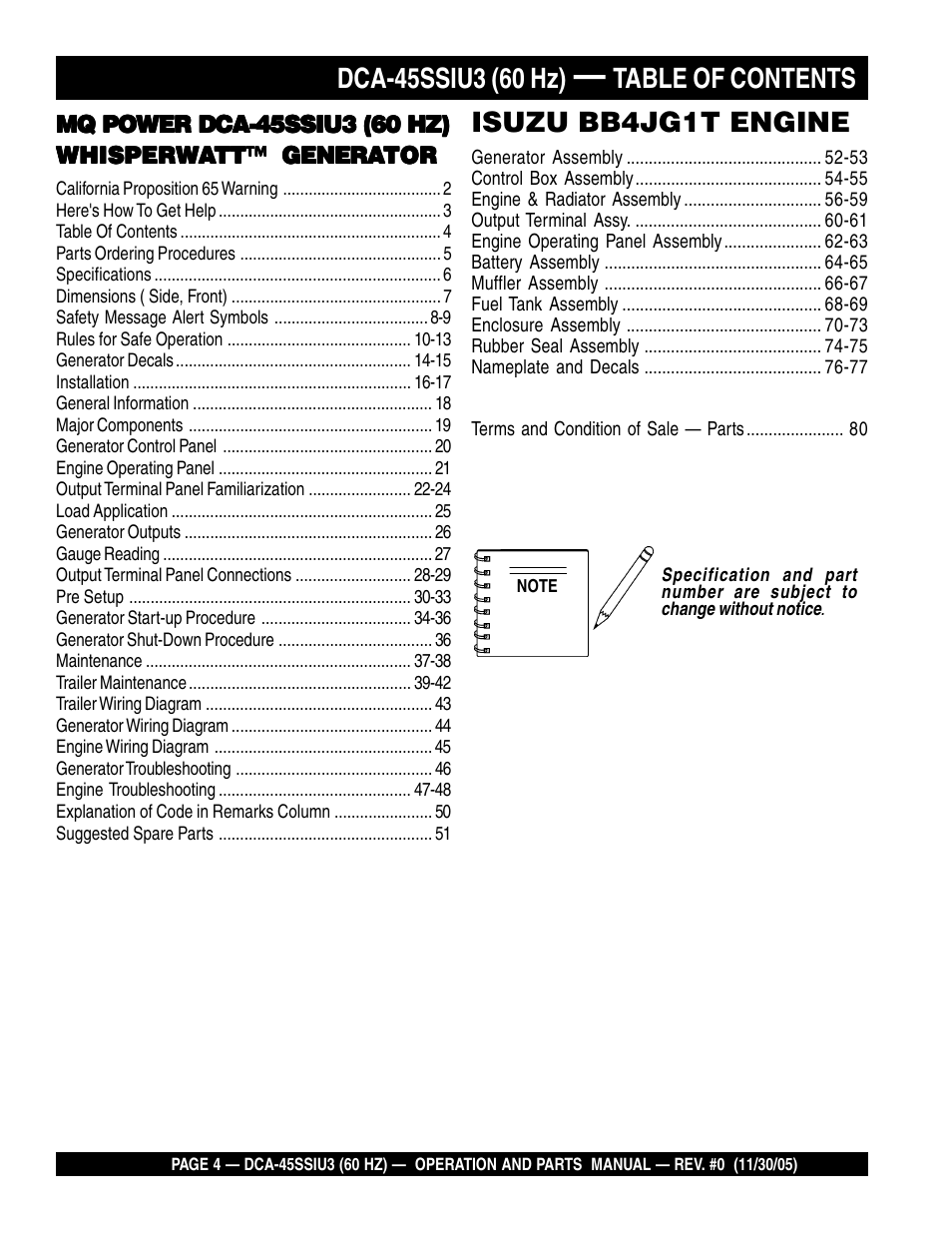 Multiquip DCA45SSIU3 User Manual | Page 4 / 80