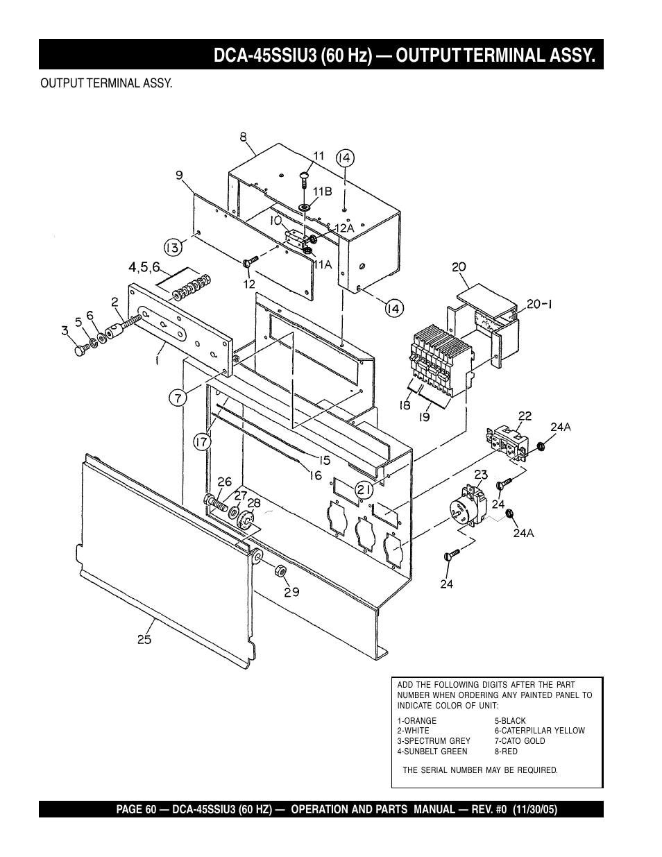 Output terminal assy | Multiquip DCA45SSIU3 User Manual | Page 60 / 80