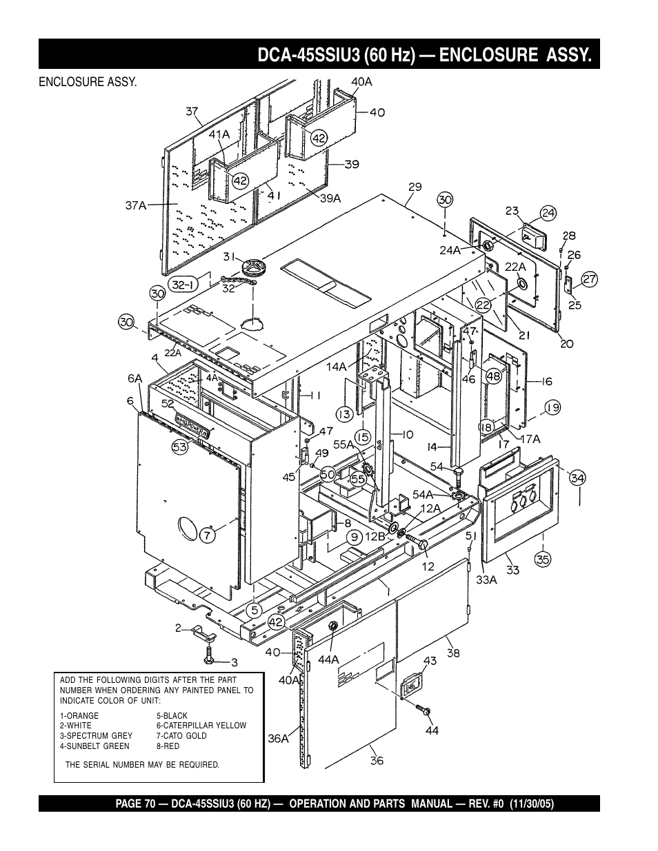 Enclosure assy | Multiquip DCA45SSIU3 User Manual | Page 70 / 80