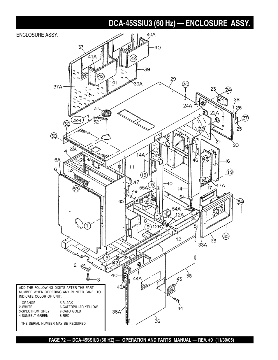 Enclosure assy | Multiquip DCA45SSIU3 User Manual | Page 72 / 80