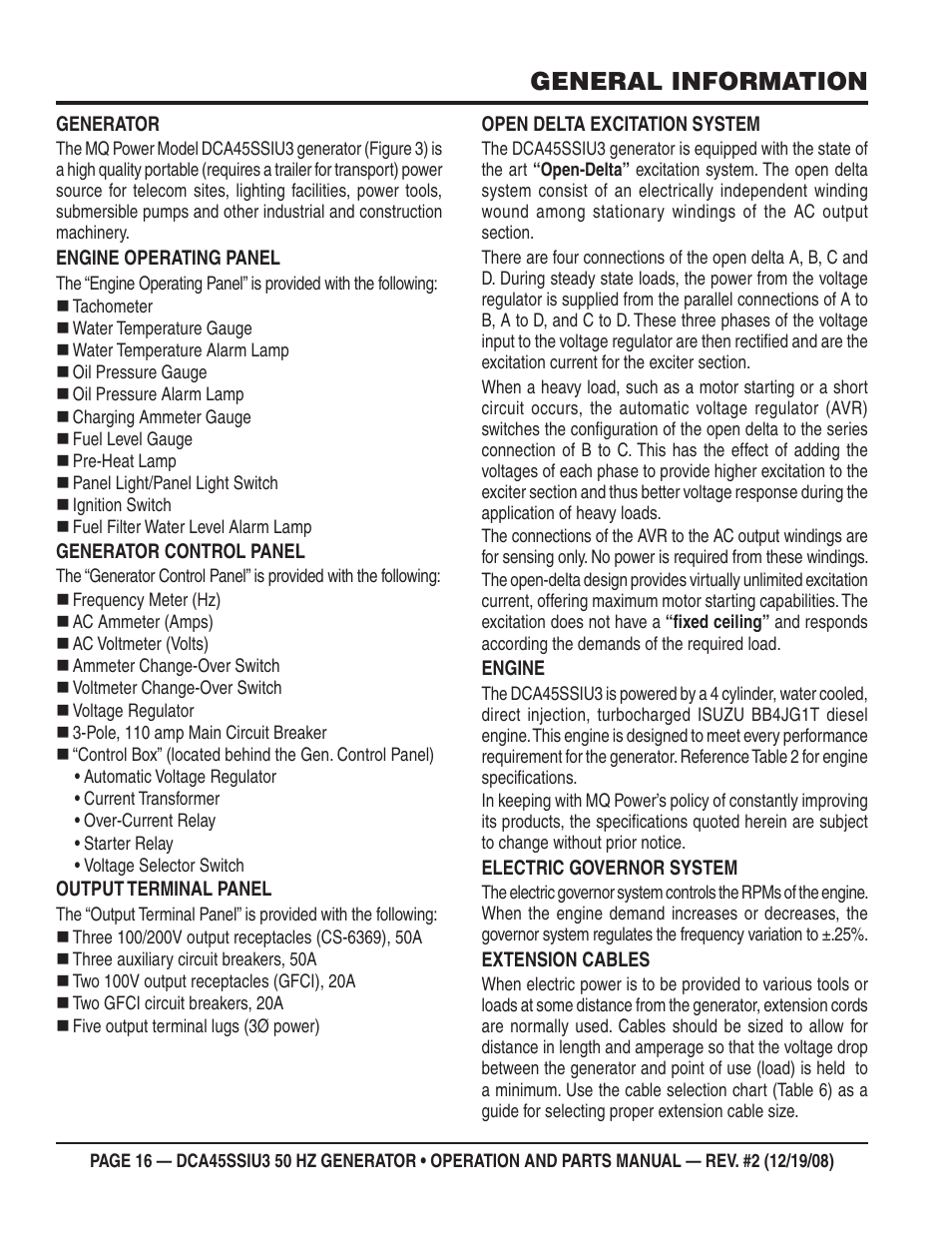 General information | Multiquip DCA45SSIU3 User Manual | Page 16 / 78