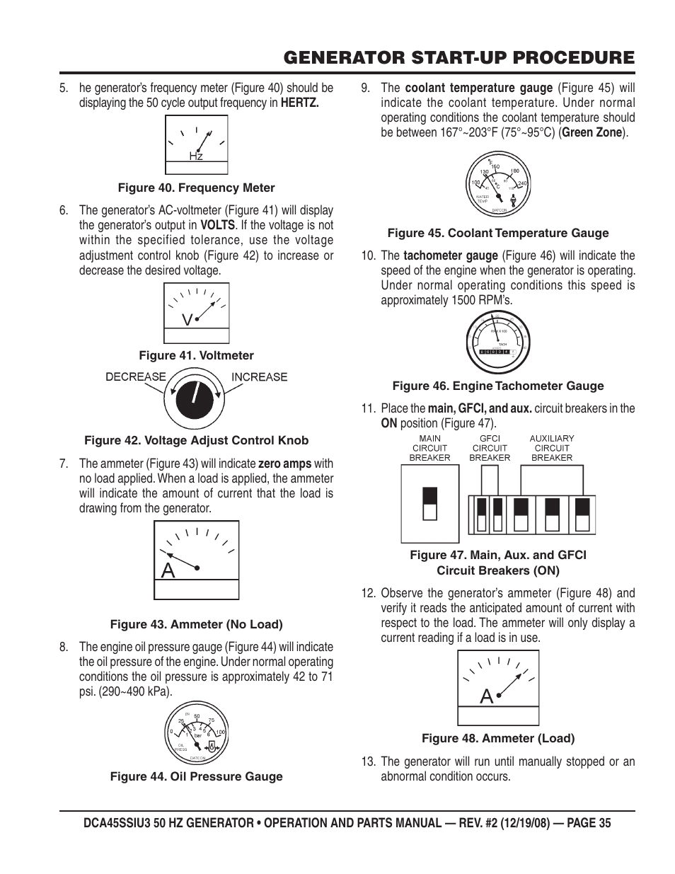 Generator start-up procedure | Multiquip DCA45SSIU3 User Manual | Page 35 / 78