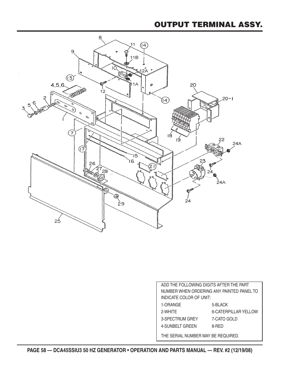 Output terminal assy | Multiquip DCA45SSIU3 User Manual | Page 58 / 78