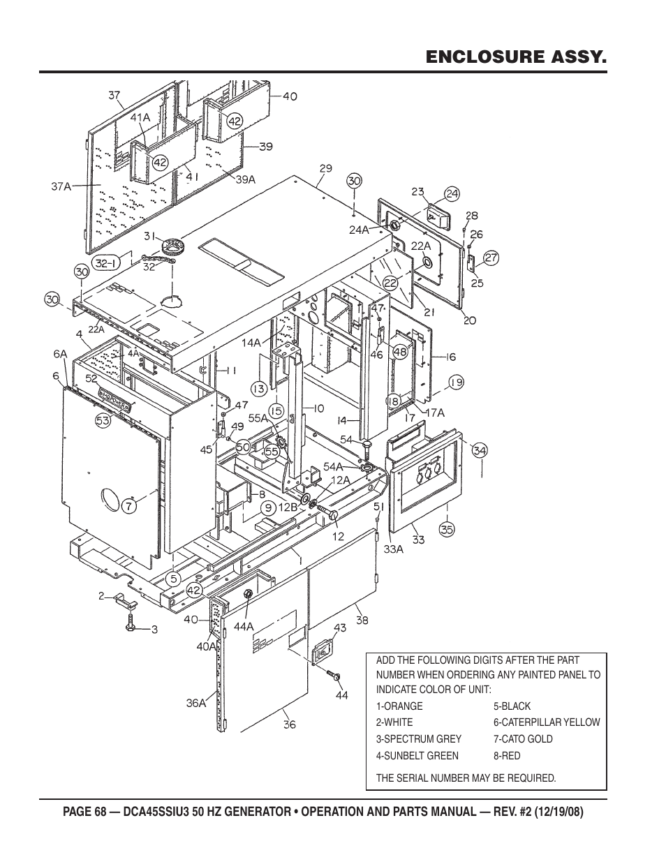 Enclosure assy | Multiquip DCA45SSIU3 User Manual | Page 68 / 78
