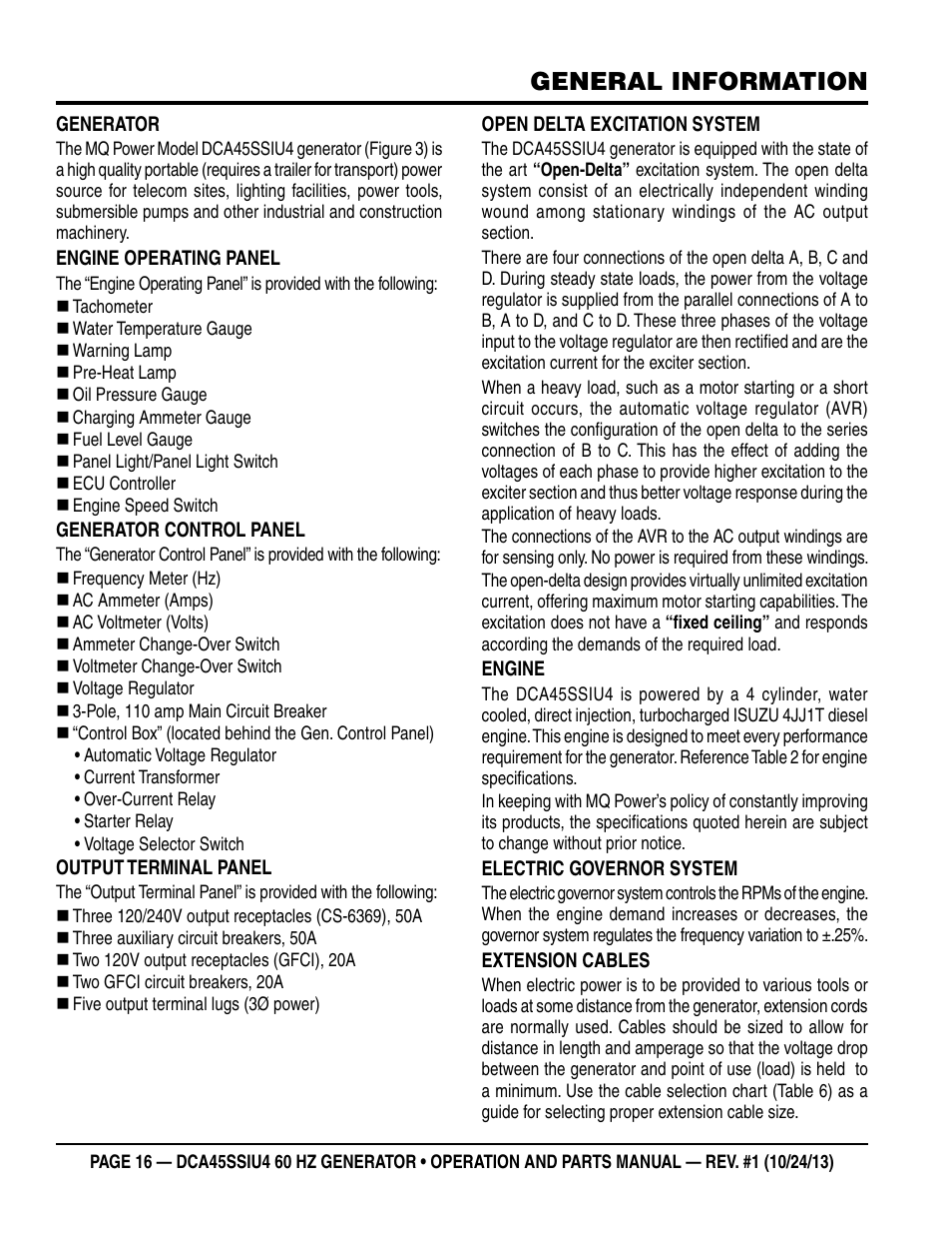 General information | Multiquip DCA45SSIU4 User Manual | Page 16 / 82