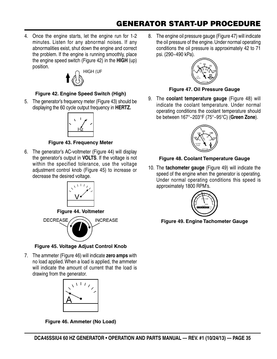 Generator start-up procedure | Multiquip DCA45SSIU4 User Manual | Page 35 / 82