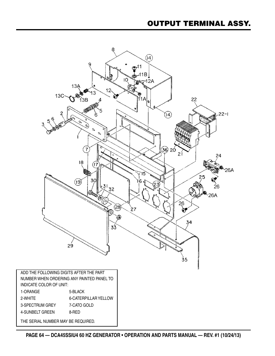 Output terminal assy | Multiquip DCA45SSIU4 User Manual | Page 64 / 82