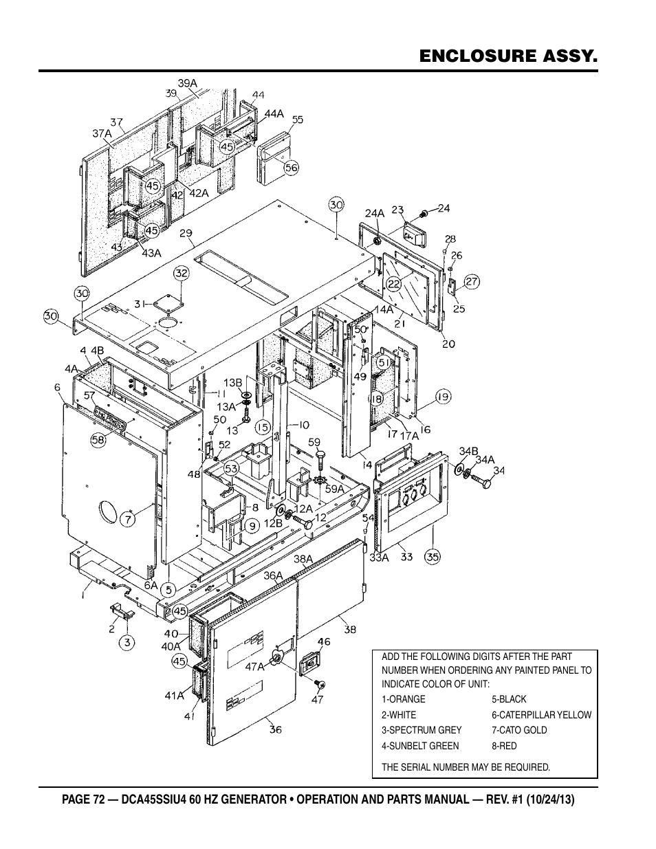 Enclosure assy | Multiquip DCA45SSIU4 User Manual | Page 72 / 82