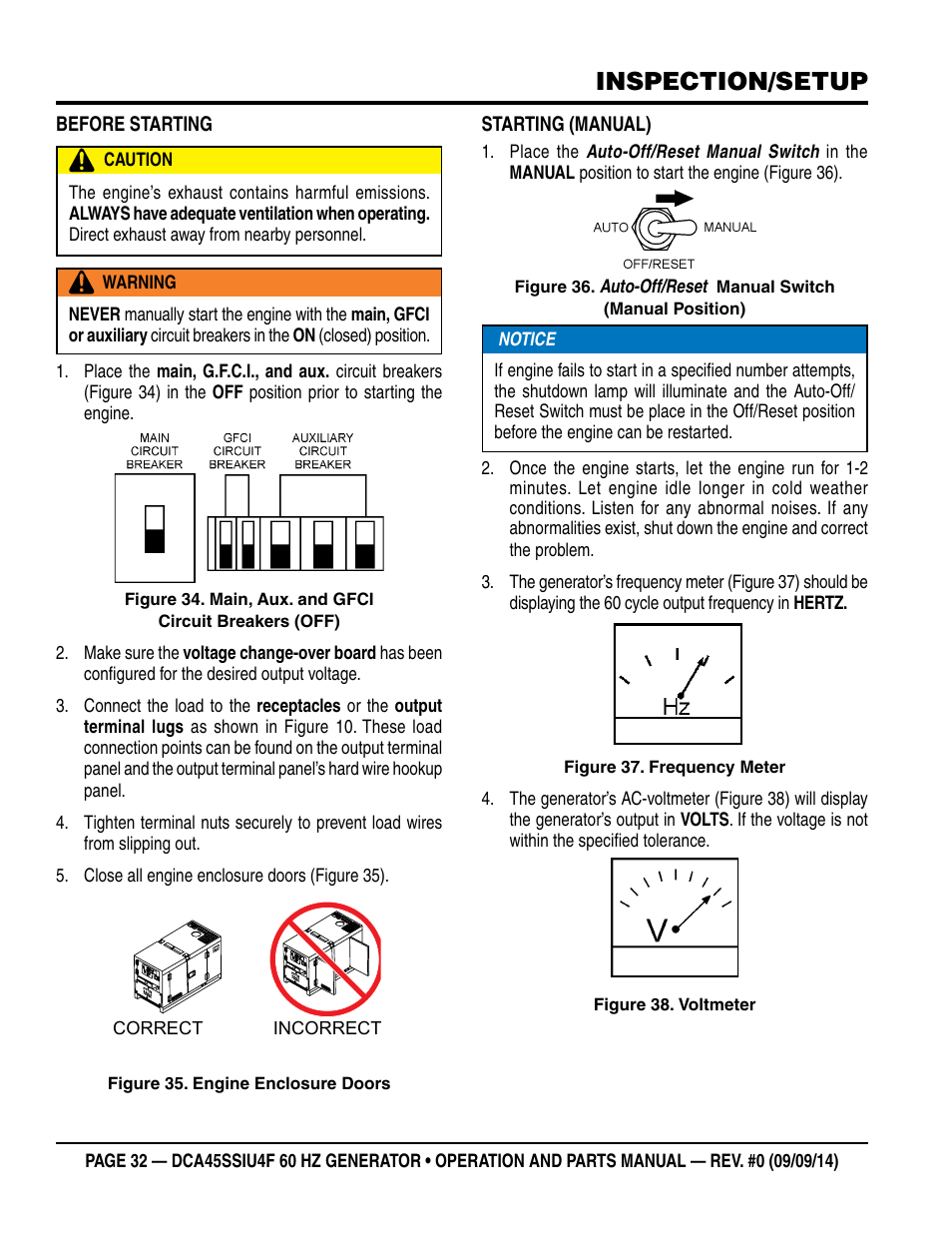 Inspection/setup | Multiquip DCA45SSIU4F User Manual | Page 32 / 98