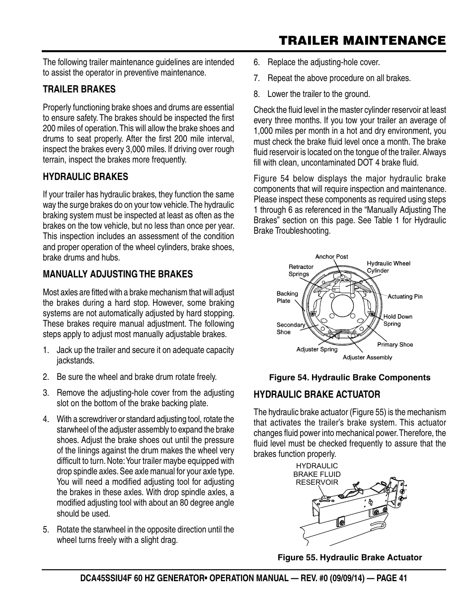 Trailer maintenance | Multiquip DCA45SSIU4F User Manual | Page 41 / 98