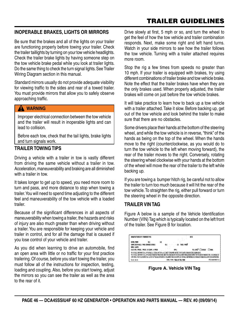 Trailer guidelines | Multiquip DCA45SSIU4F User Manual | Page 46 / 98