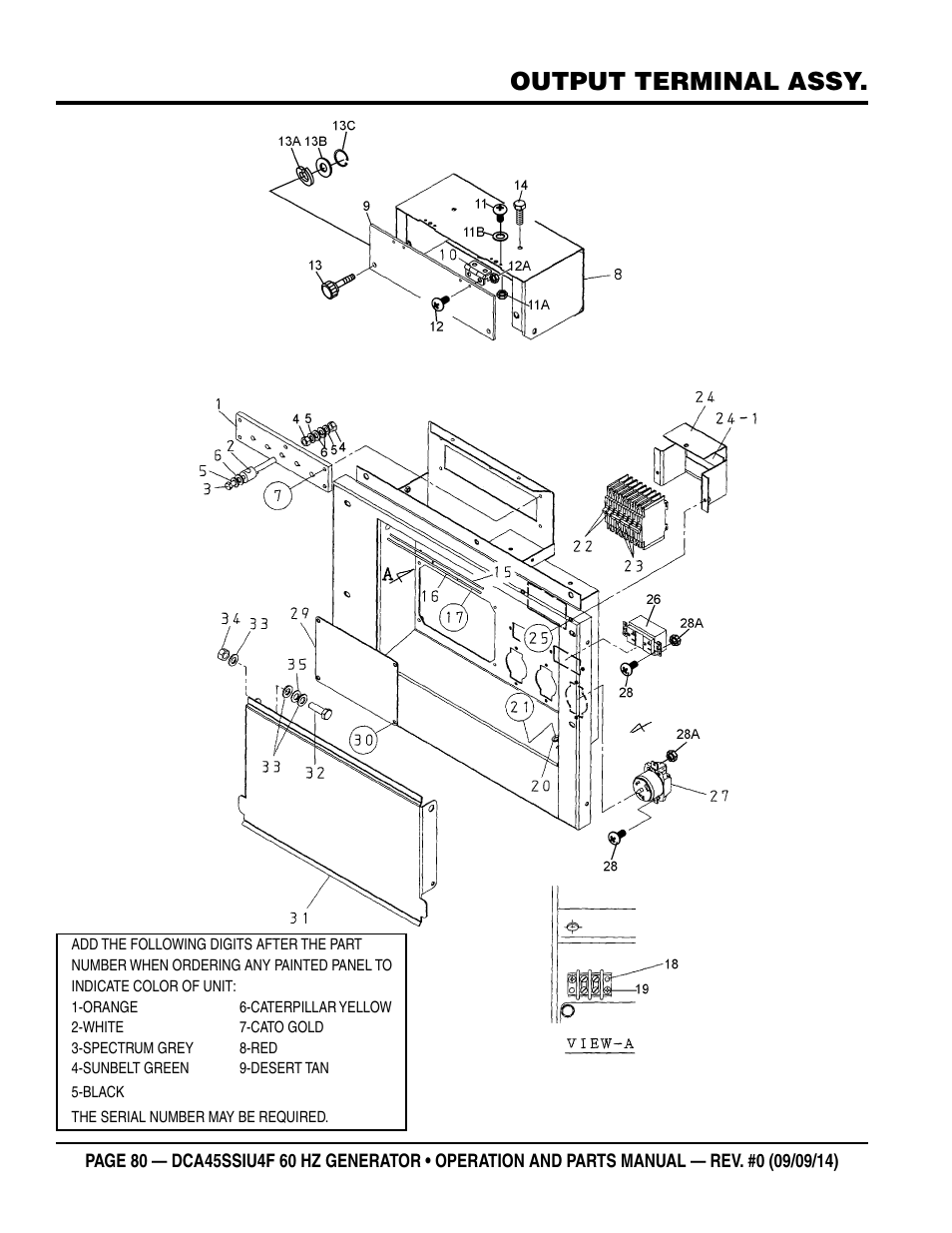 Output terminal assy | Multiquip DCA45SSIU4F User Manual | Page 80 / 98