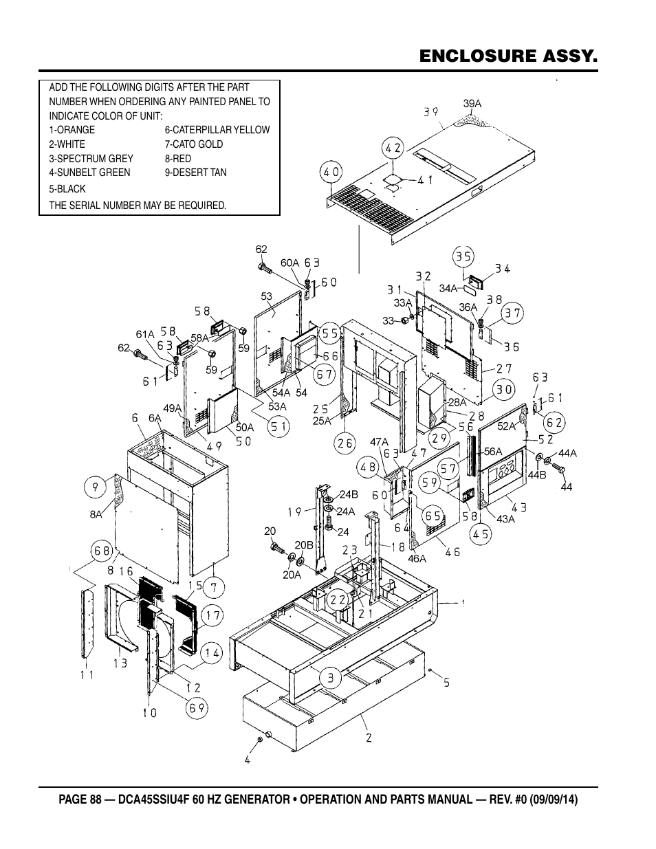 Enclosure assy | Multiquip DCA45SSIU4F User Manual | Page 88 / 98