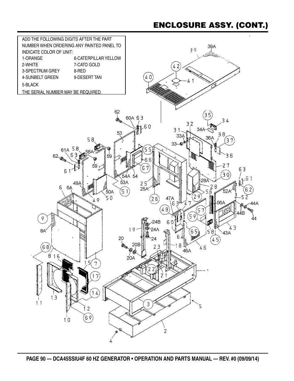 Enclosure assy. (cont.) | Multiquip DCA45SSIU4F User Manual | Page 90 / 98