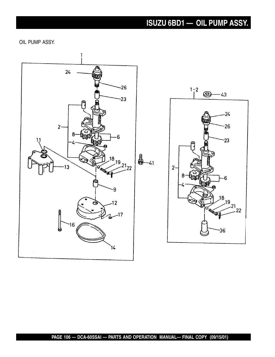 Isuzu 6bd1 — oil pump assy | Multiquip DCA60SSAI User Manual | Page 106 / 152