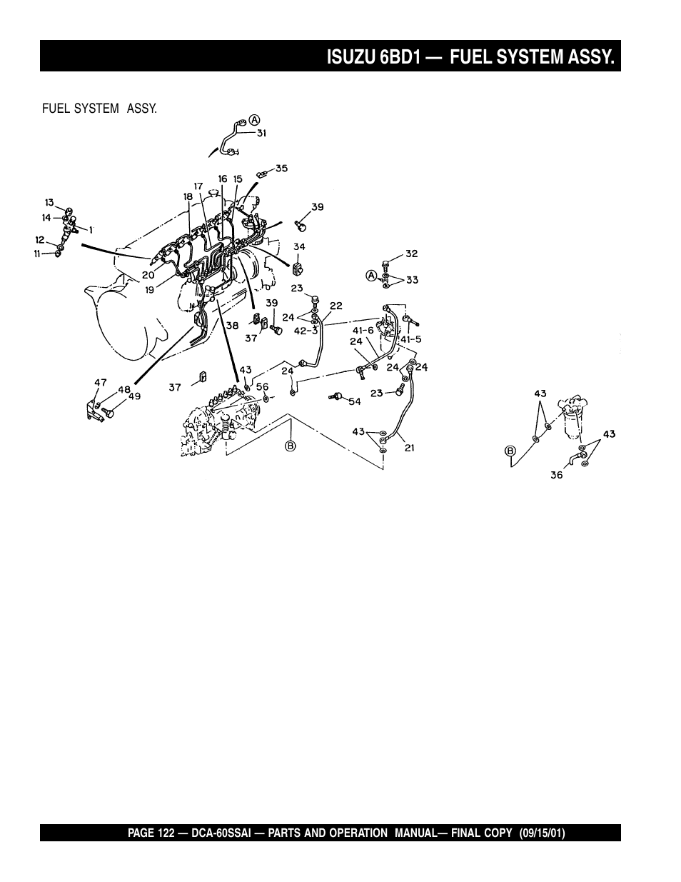 Isuzu 6bd1 — fuel system assy | Multiquip DCA60SSAI User Manual | Page 122 / 152