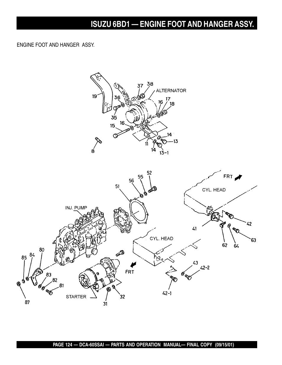 Isuzu 6bd1 — engine foot and hanger assy | Multiquip DCA60SSAI User Manual | Page 124 / 152