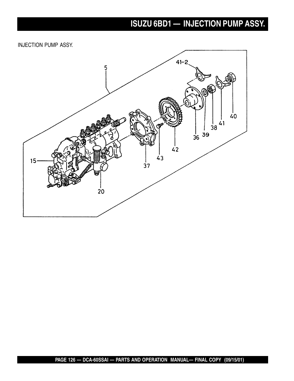 Isuzu 6bd1 — injection pump assy | Multiquip DCA60SSAI User Manual | Page 126 / 152