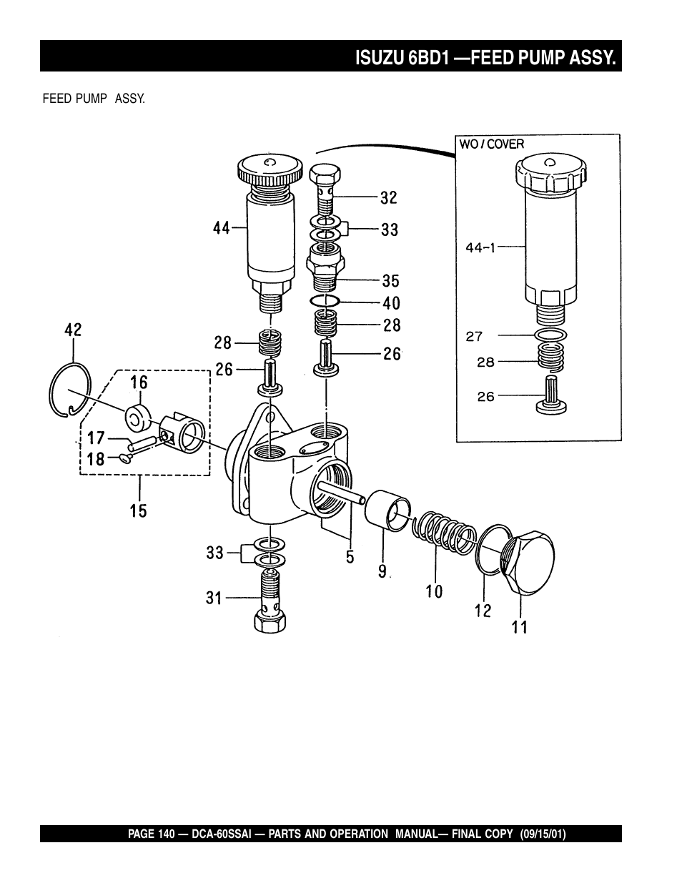Isuzu 6bd1 —feed pump assy | Multiquip DCA60SSAI User Manual | Page 140 / 152