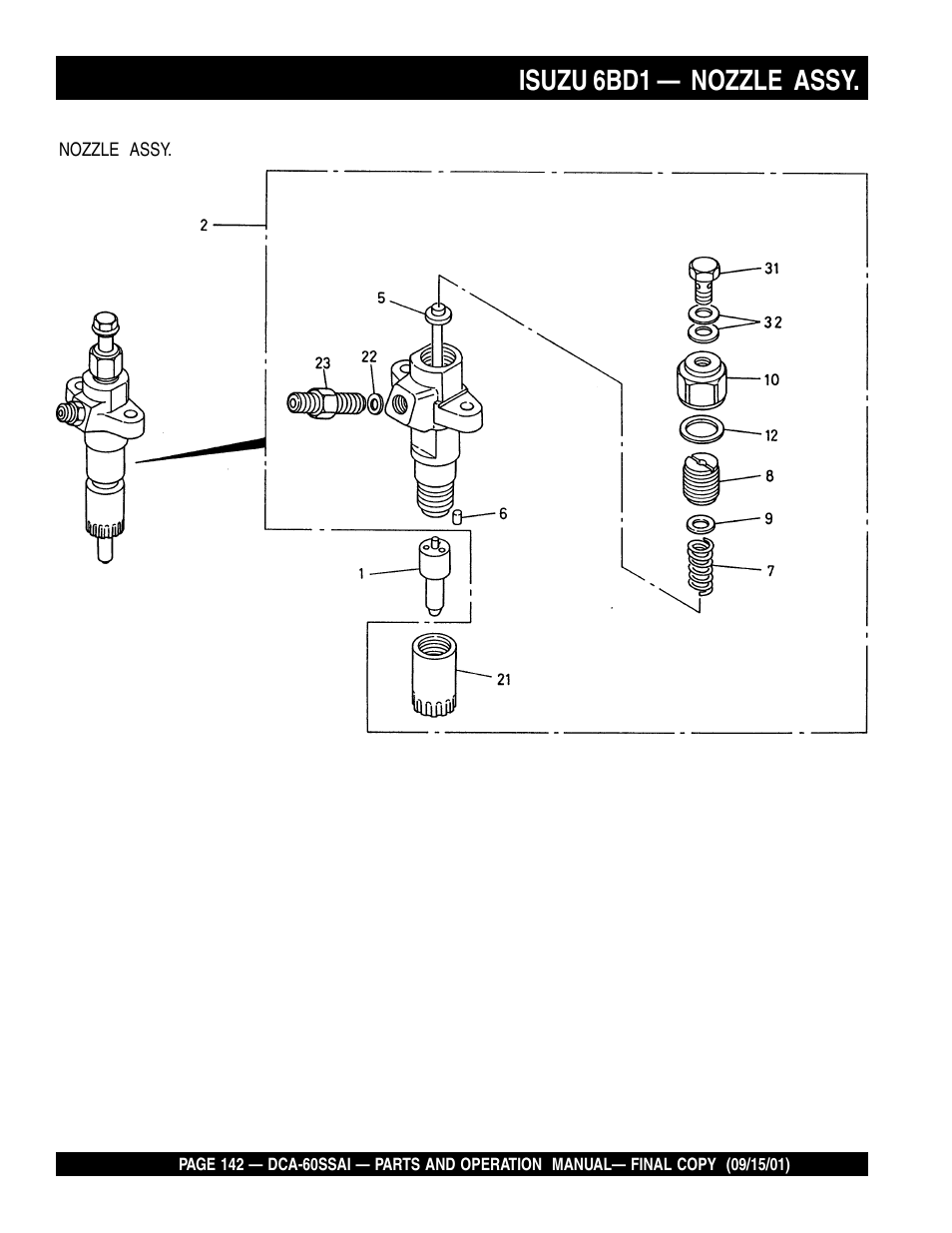 Isuzu 6bd1 — nozzle assy | Multiquip DCA60SSAI User Manual | Page 142 / 152