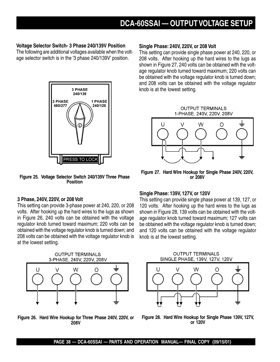 Dca-60ssai — output voltage setup | Multiquip DCA60SSAI User Manual | Page 38 / 152