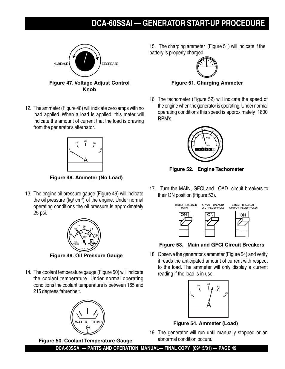 Dca-60ssai — generator start-up procedure | Multiquip DCA60SSAI User Manual | Page 49 / 152