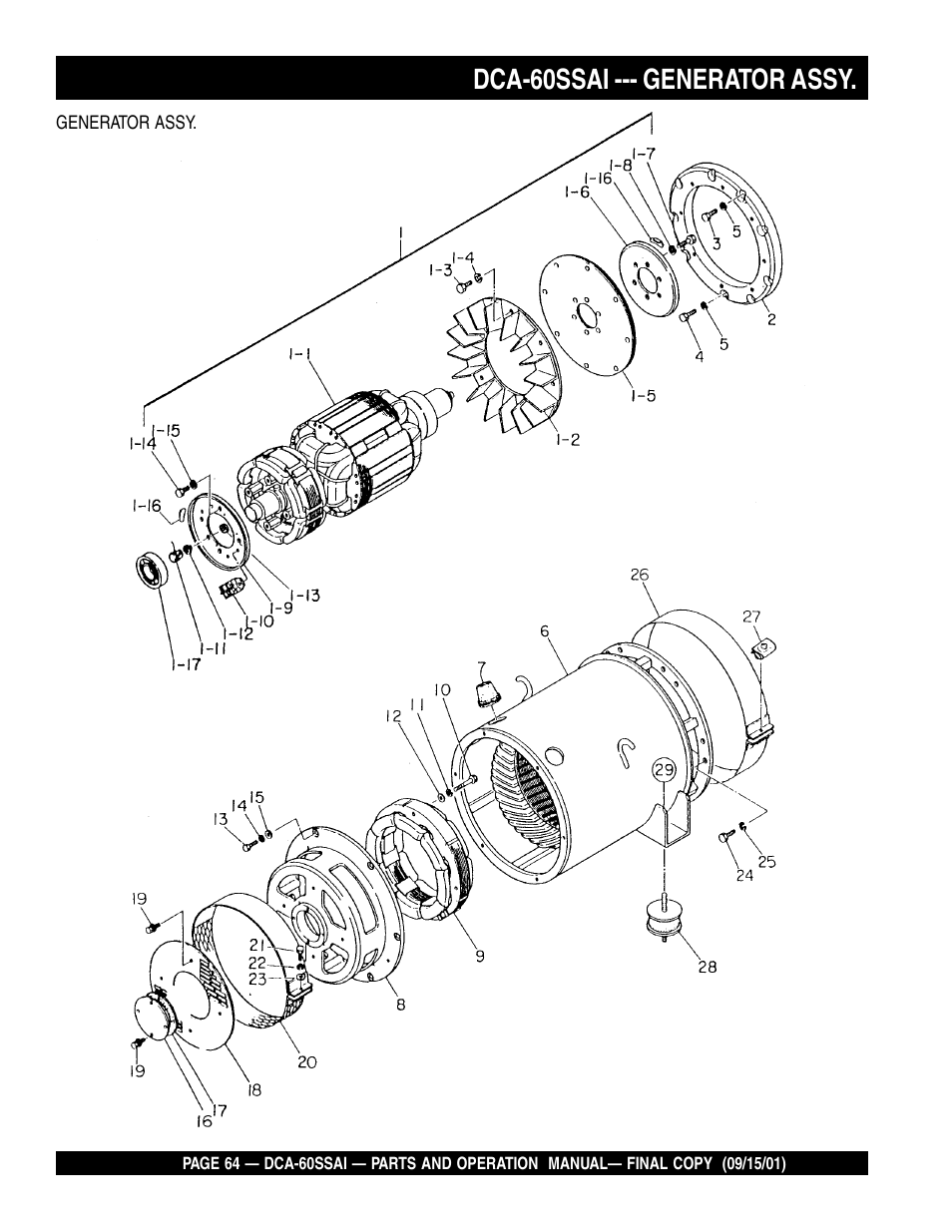 Dca-60ssai --- generator assy | Multiquip DCA60SSAI User Manual | Page 64 / 152