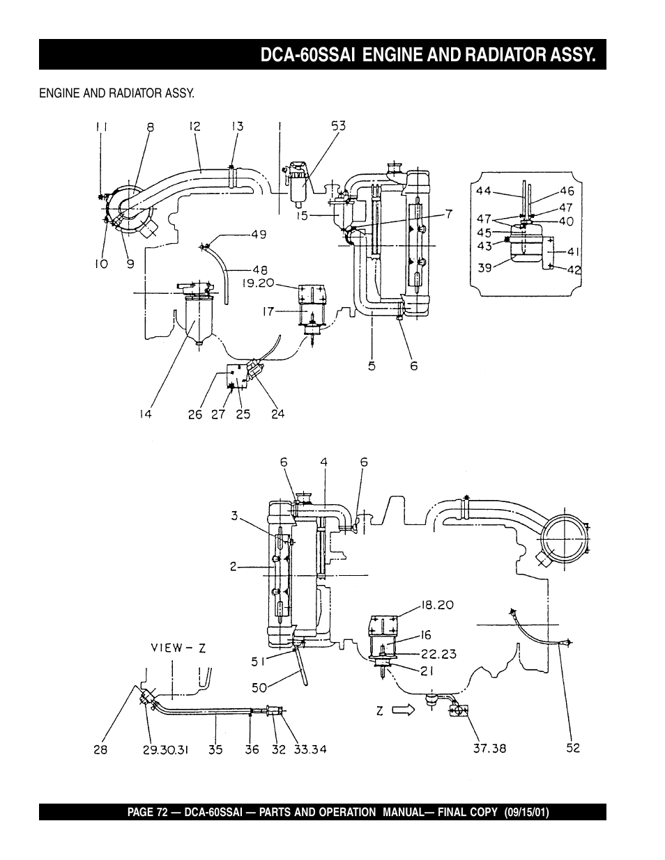 Dca-60ssai engine and radiator assy | Multiquip DCA60SSAI User Manual | Page 72 / 152