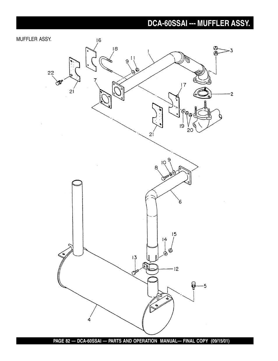 Dca-60ssai --- muffler assy | Multiquip DCA60SSAI User Manual | Page 82 / 152