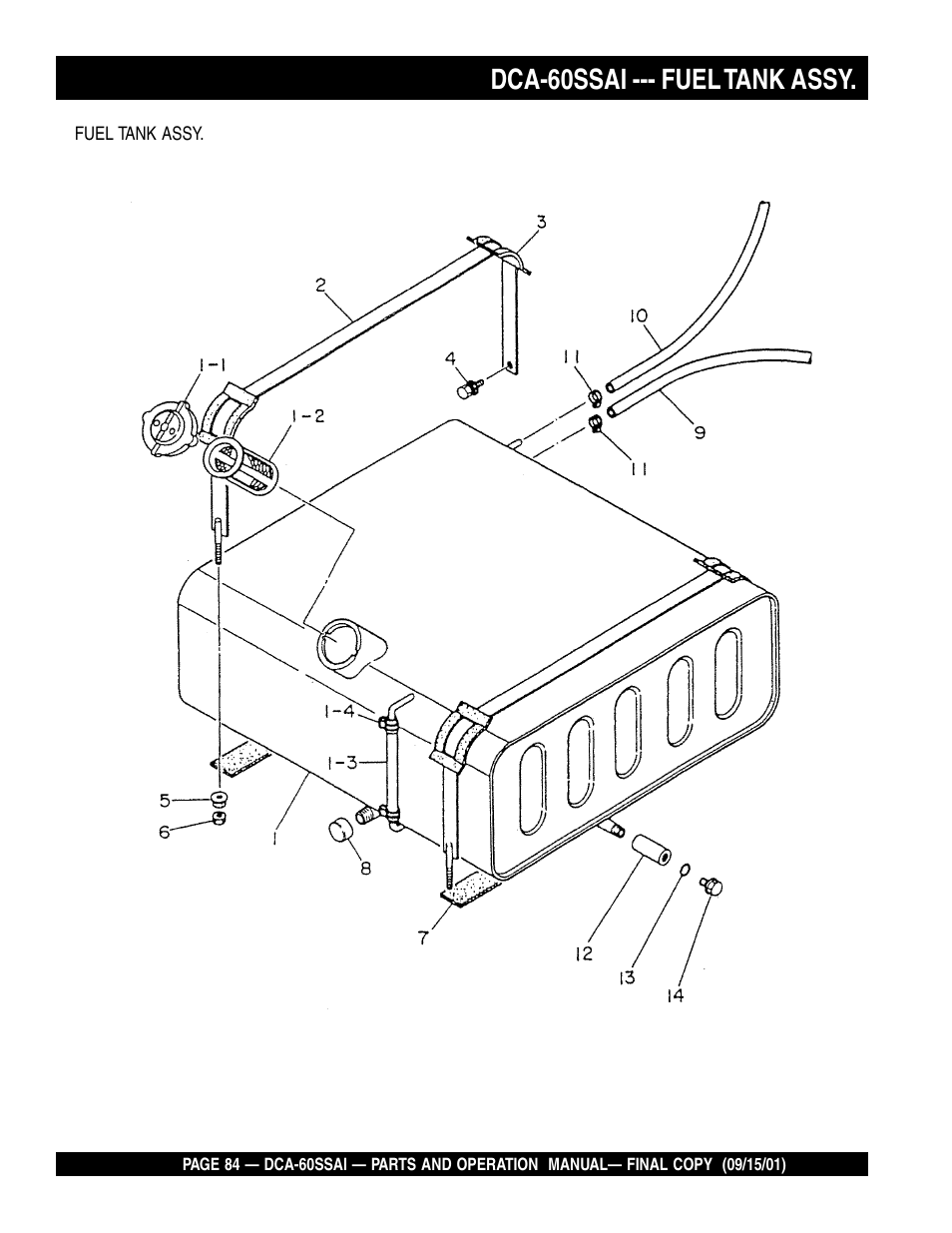 Dca-60ssai --- fuel tank assy | Multiquip DCA60SSAI User Manual | Page 84 / 152