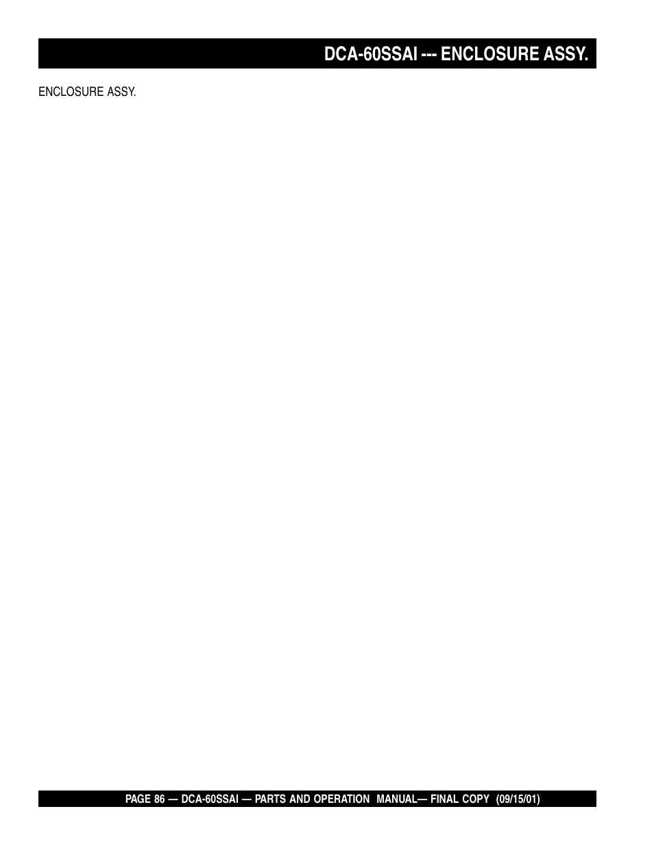 Dca-60ssai --- enclosure assy | Multiquip DCA60SSAI User Manual | Page 86 / 152