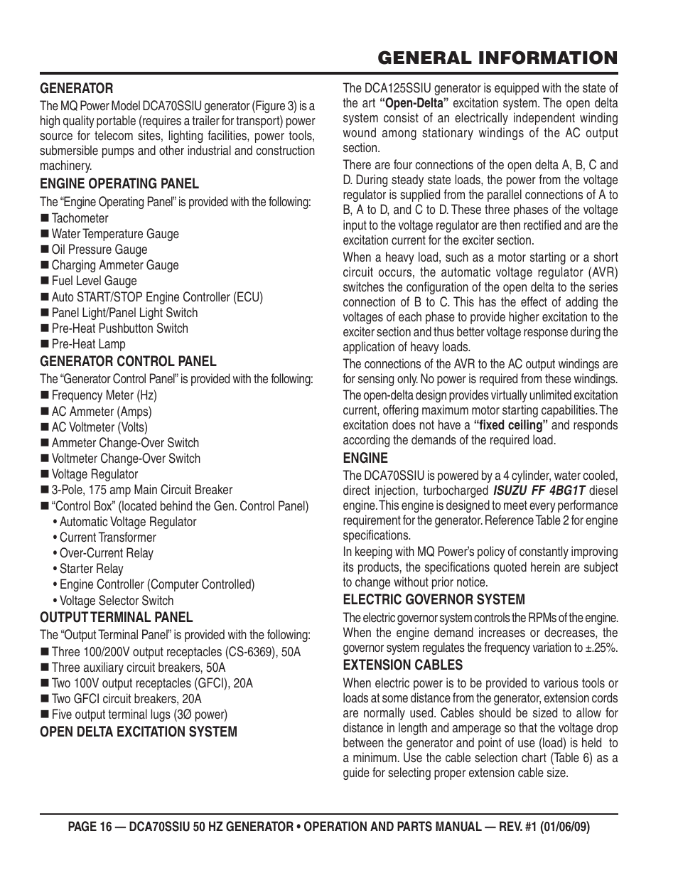 General information | Multiquip DCA70SSIU User Manual | Page 16 / 86