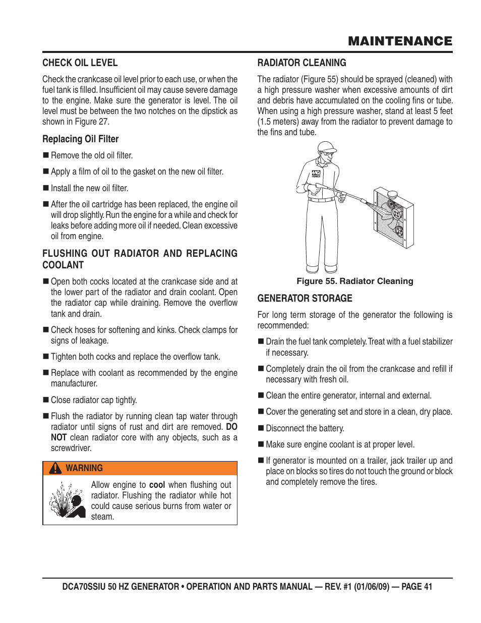 Maintenance | Multiquip DCA70SSIU User Manual | Page 41 / 86